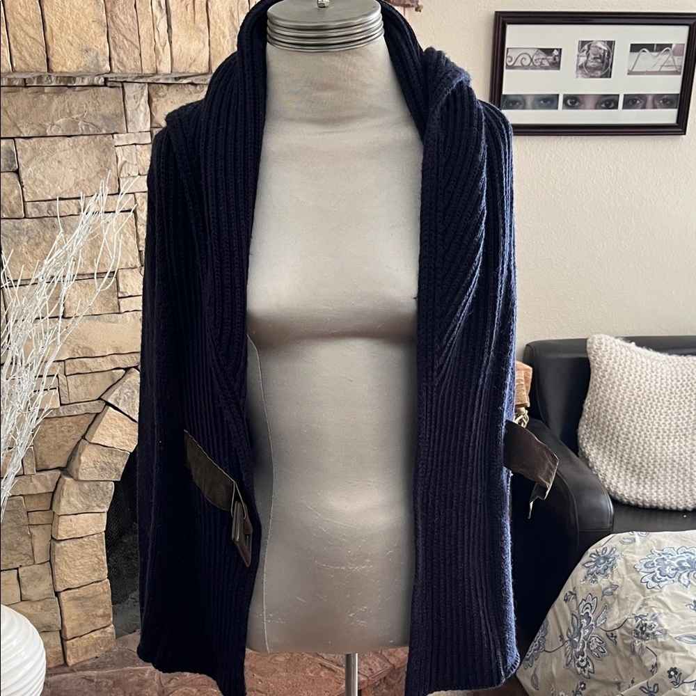 Soft Surroundings Navy  Cardigan with Belt Size S - Picture 5 of 6